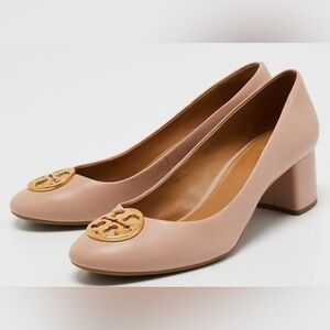 Tory Burch Powder Pink Leather Chelsea Block Heel Pumps — Size 9.5 — BRAND NEW